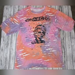 Distressed Custom-Made Shirt with Anarchy Print.